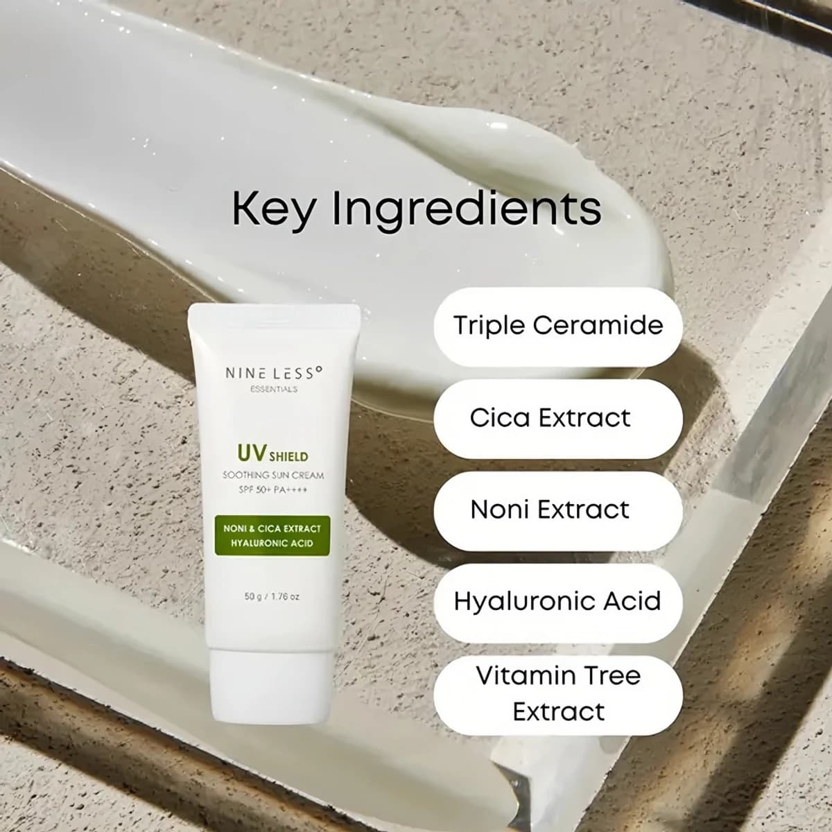 NINELESS Essentials UV Shield Soothing Sun Cream SPF50+ 50ml - bellubeauty