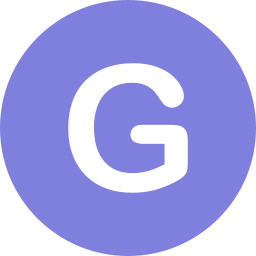 White 'G' logo on a purple circle
