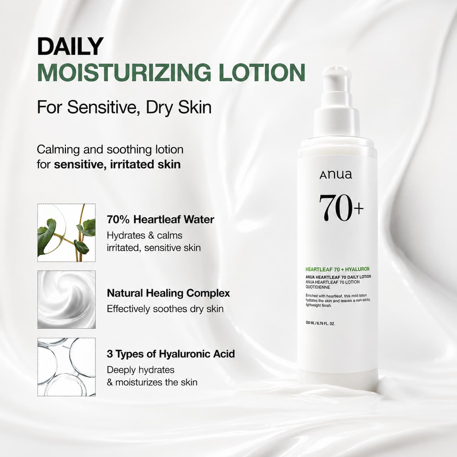 ANUA Heartleaf 70% Daily Lotion 200ml - BelluBeauty