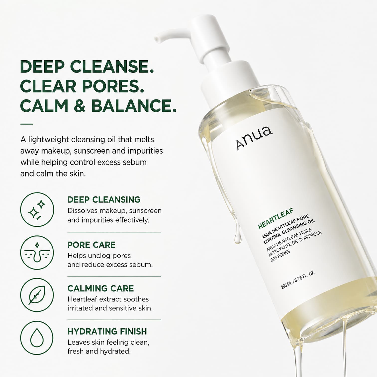 ANUA Heartleaf Pore Control Cleansing Oil 200ml - BelluBeauty