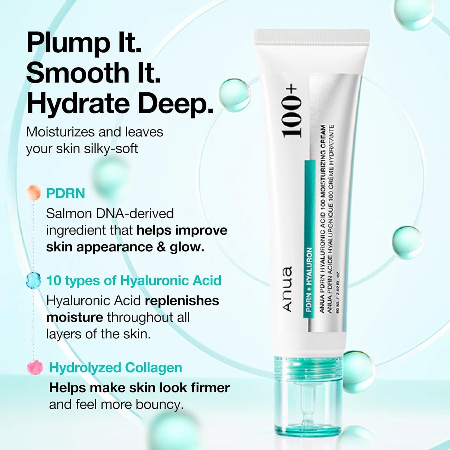 ANUA PDRN Hyaluronic Acid 100 Moisturizing Cream 60ml - bellubeauty