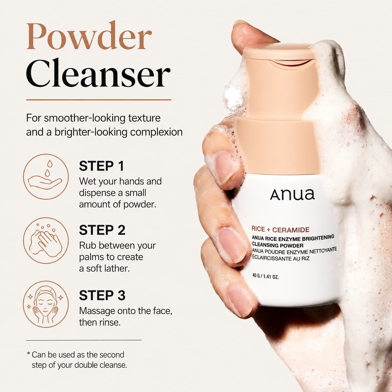 ANUA Rice Enzyme Brightening Cleansing Powder 40g - BelluBeauty
