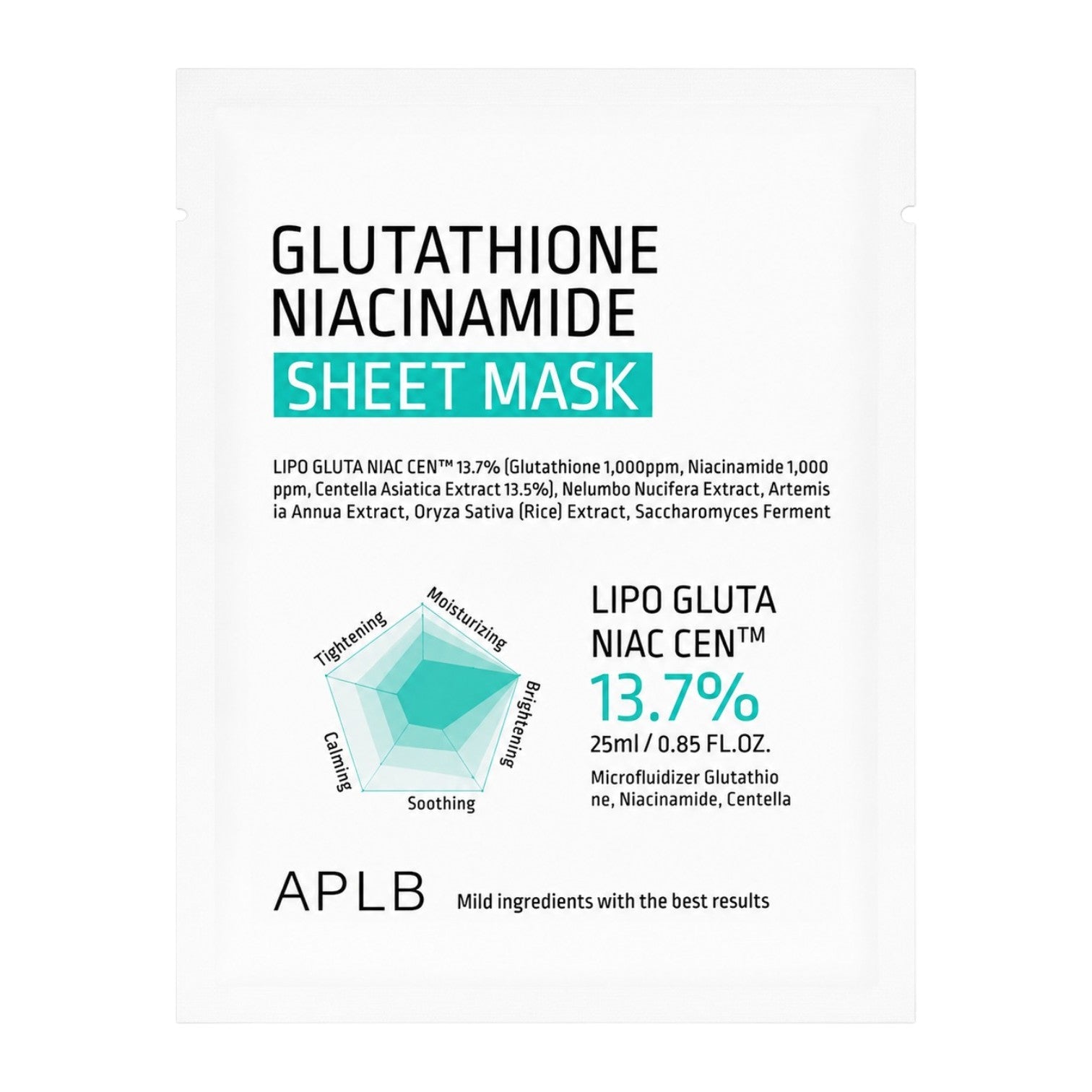 APLB Glutathione Niacinamide Sheet Mask 25ml - BelluBeauty