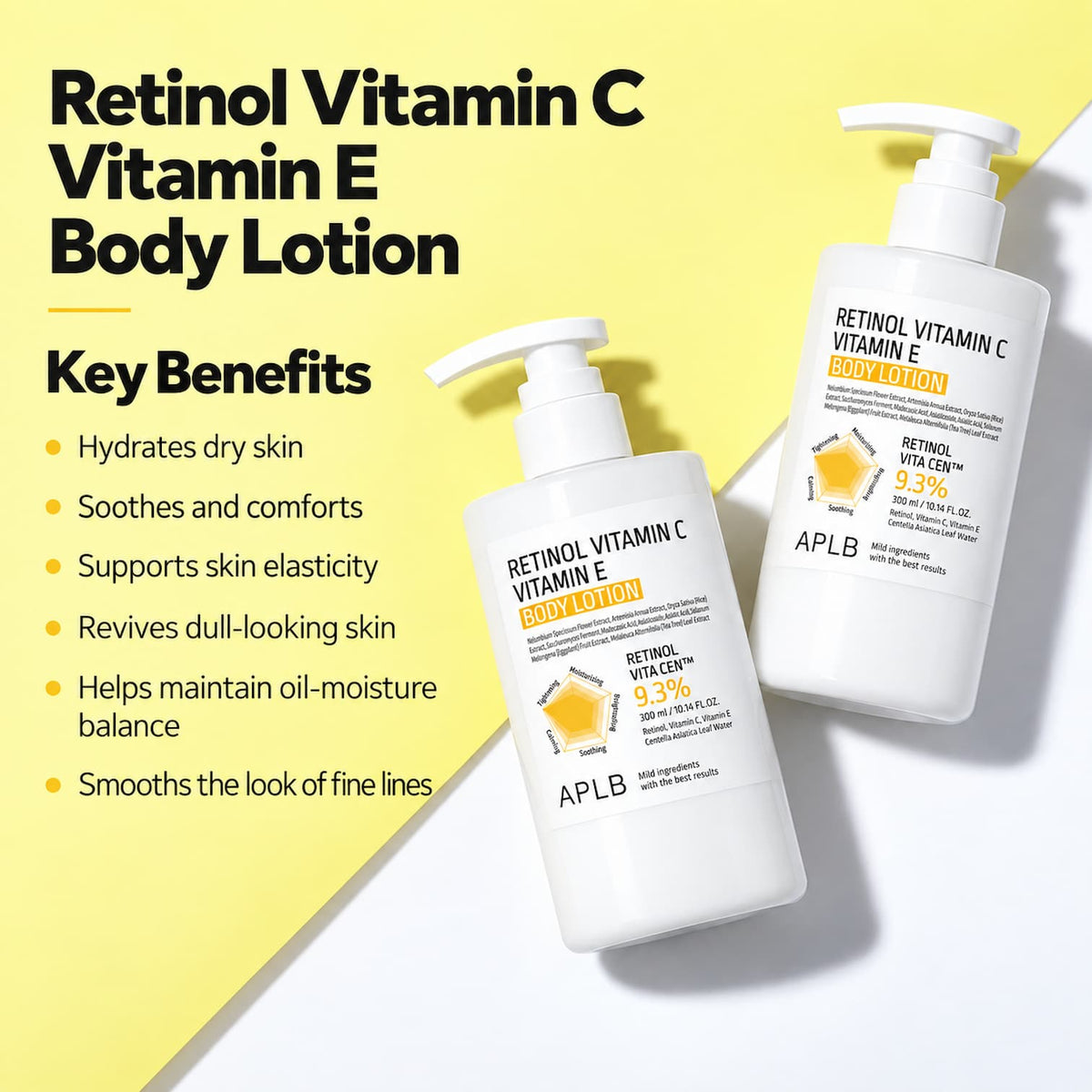 APLB Retinol Vitamin C Vitamin E Body Lotion 300ml - BelluBeauty