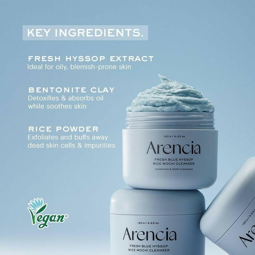 ARENCIA Fresh Blue Hyssop Rice Mochi Cleanser 120g - bellubeauty