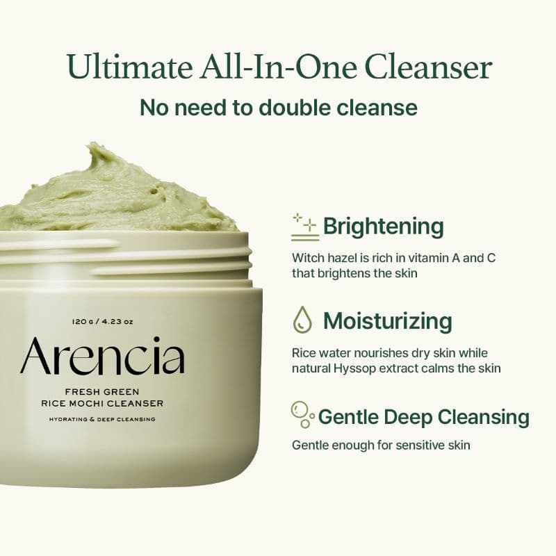 ARENCIA Fresh Green Rice Mochi Cleanser 120g - bellubeauty
