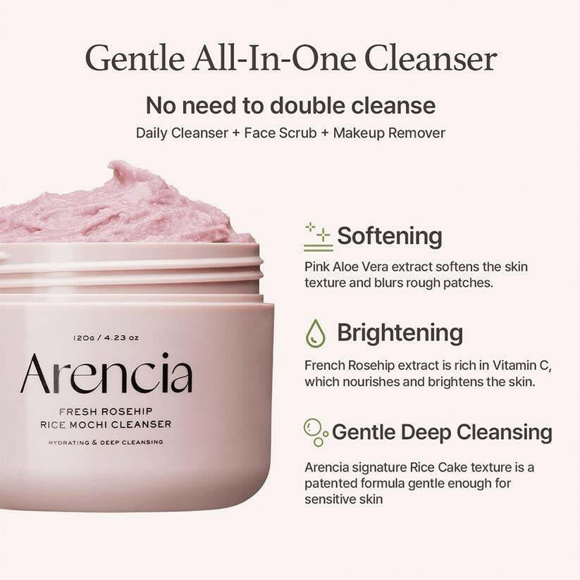 ARENCIA Fresh Rosehip Rice Mochi Cleanser 120g - bellubeauty