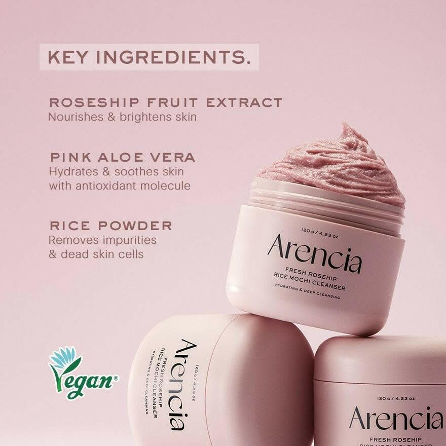 ARENCIA Fresh Rosehip Rice Mochi Cleanser 120g - bellubeauty