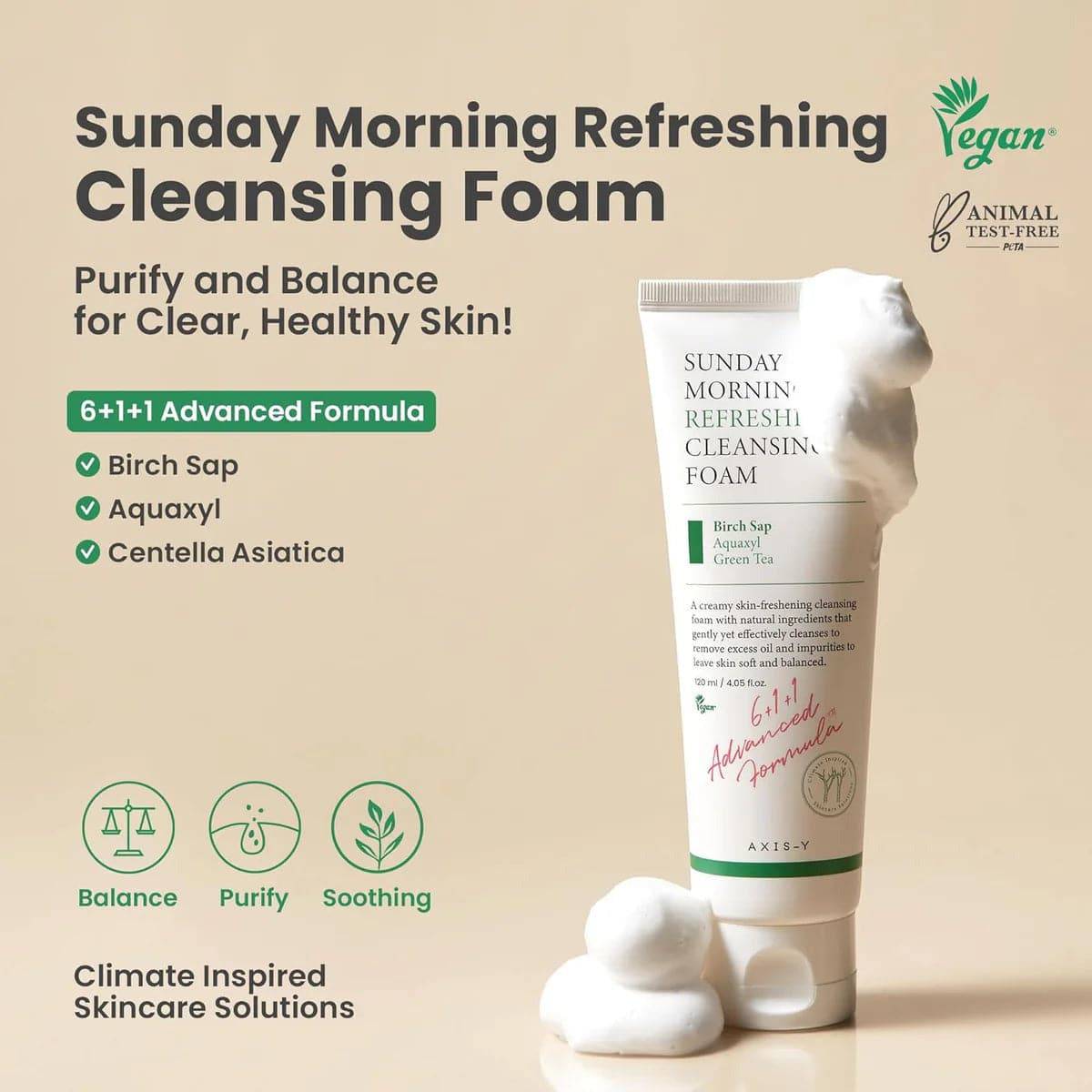 AXIS-Y Sunday Morning Refreshing Cleansing Foam 120ml - BelluBeauty