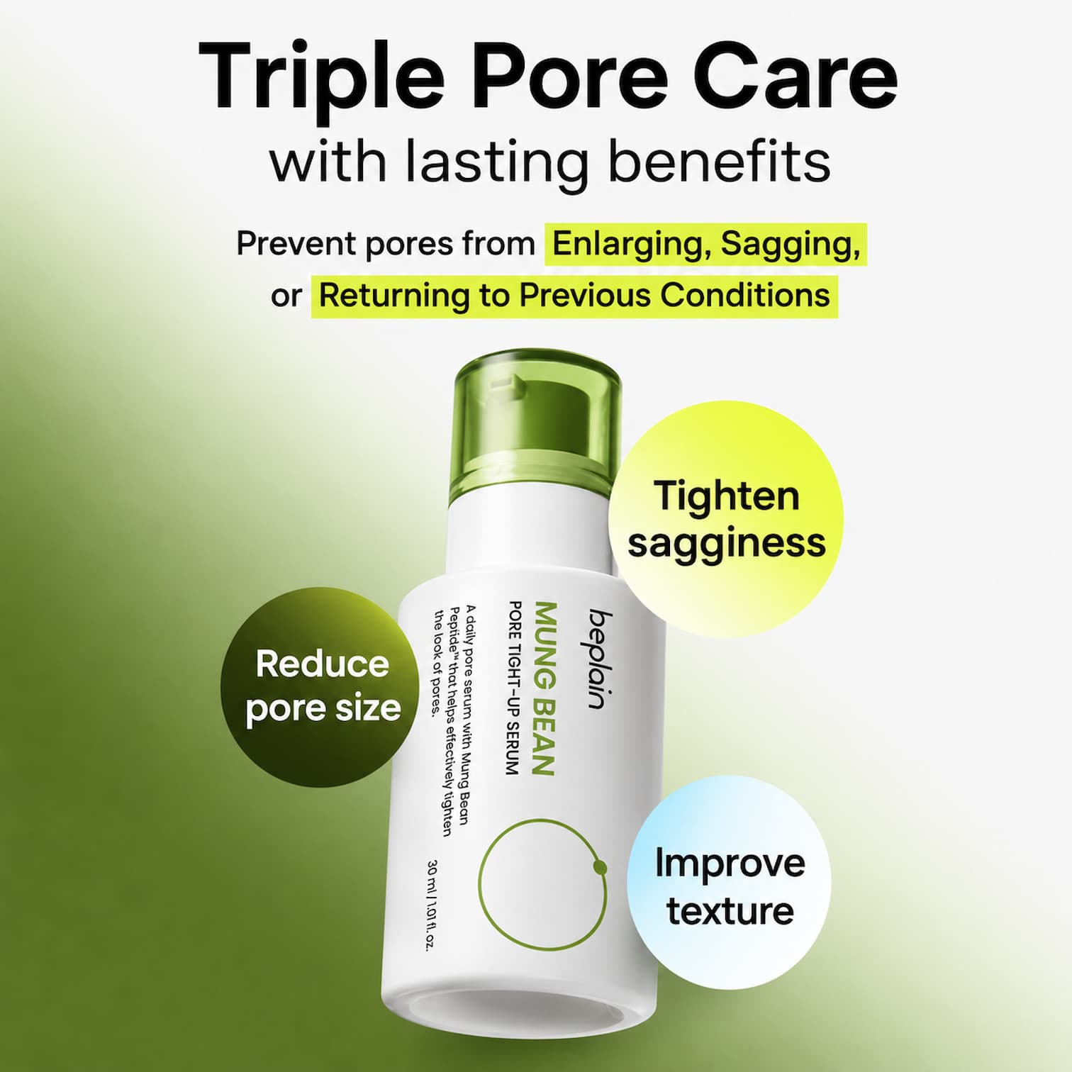 BEPLAIN Mung Bean Pore Tight-Up Serum 30ml - BelluBeauty