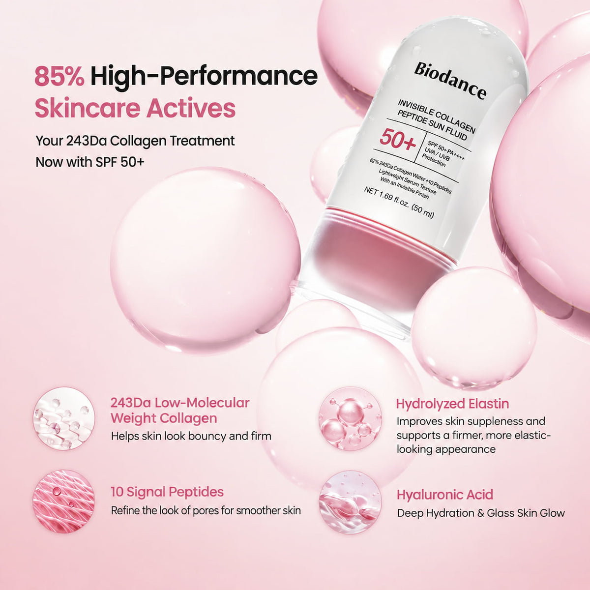 BIODANCE Invisible Collagen Peptide Sun Fluid 50ml SPF50+ - BelluBeauty