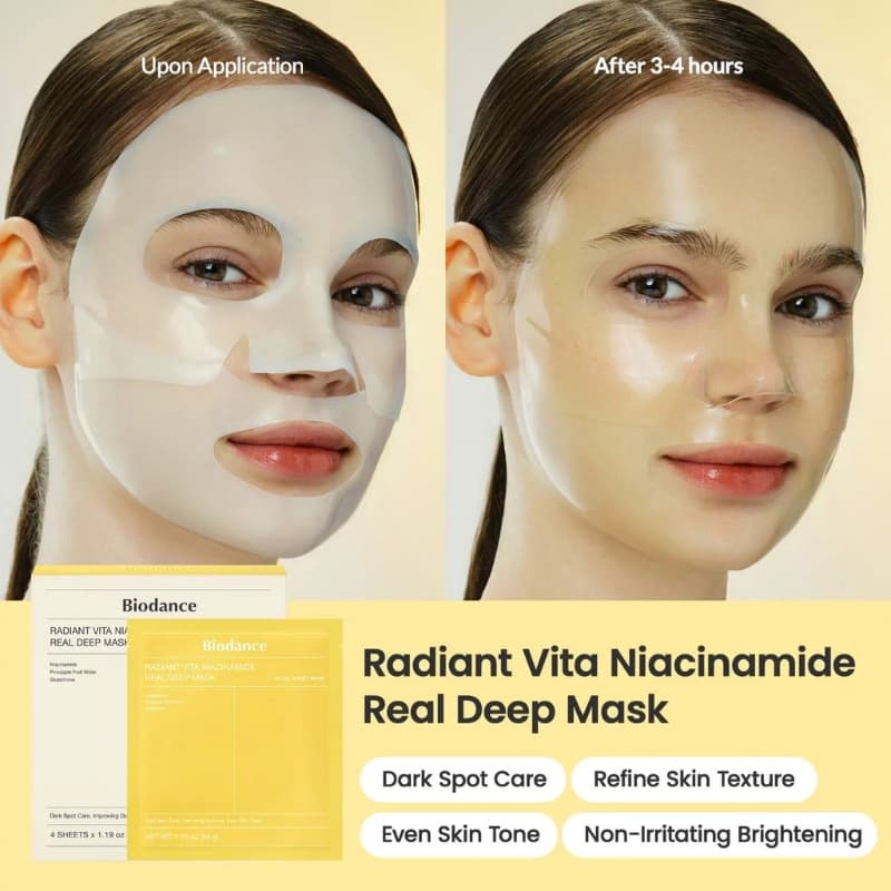 BIODANCE Radiant Vita Niacinamide Real Deep Mask 4pcs - bellubeauty