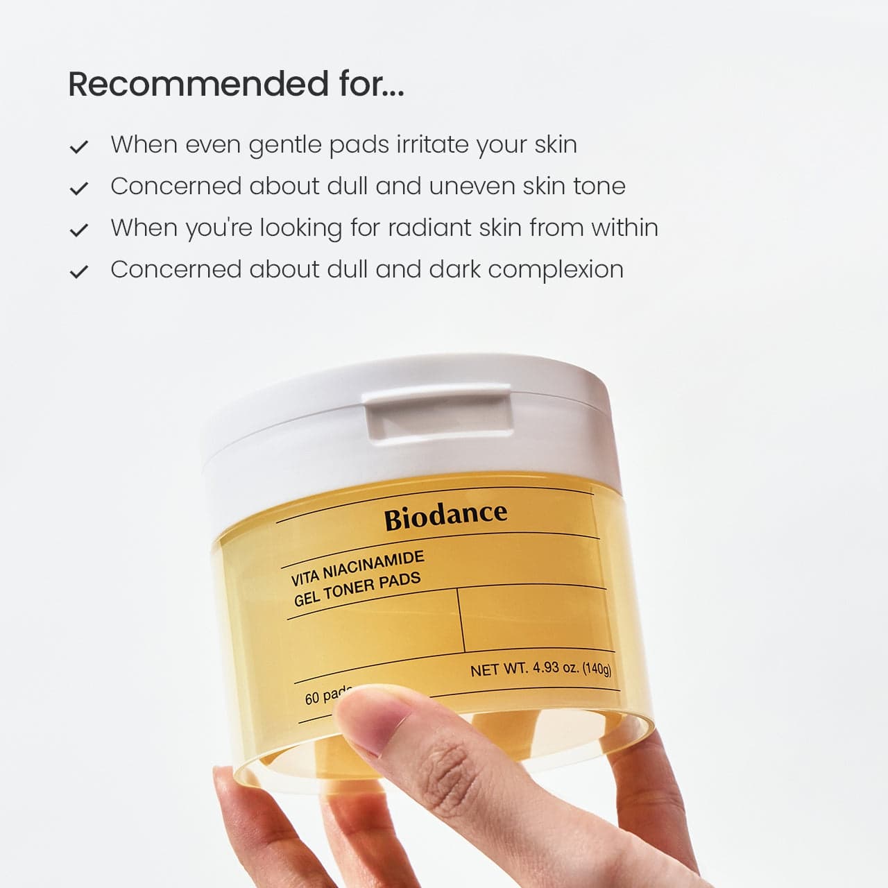BIODANCE Vita Niacinamide Gel Toner Pads 60pcs - bellubeauty