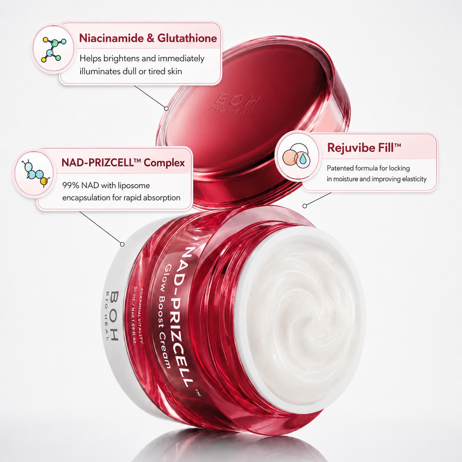 BIOHEAL BOH NAD-Prizcell Glow Boost Cream 50ml - BelluBeauty