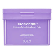 A lavender purple rectangular plastic jar of BIOHEAL BOH Probioderm Collagen Remodeling Serum Pads 245g, shown against a plain white background.