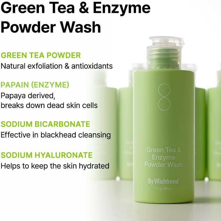 BY WISHTREND Green Tea & Enzyme Powder Wash 110g - bellubeauty
