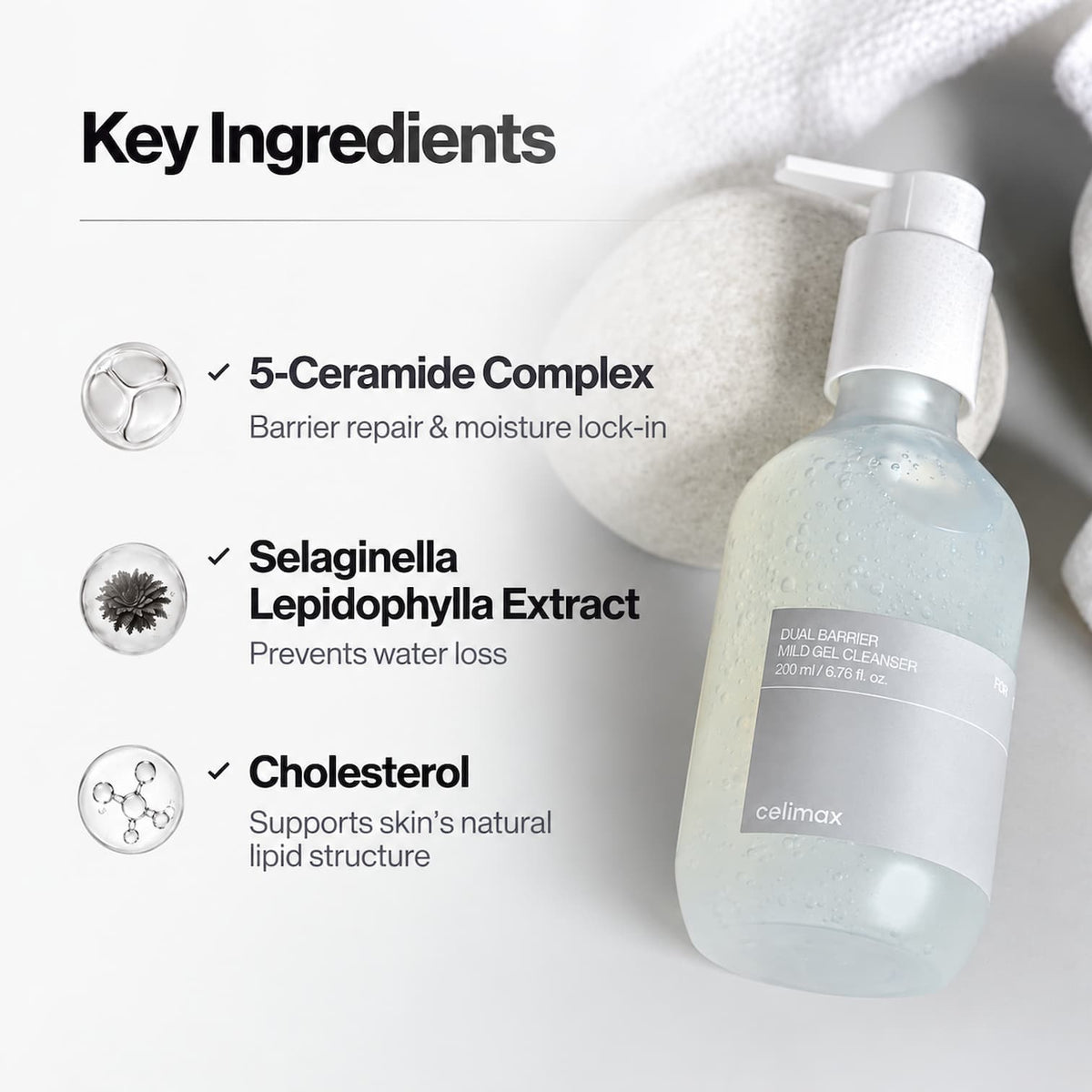 CELIMAX Dual Barrier Mild Gel Cleanser 200ml - BelluBeauty