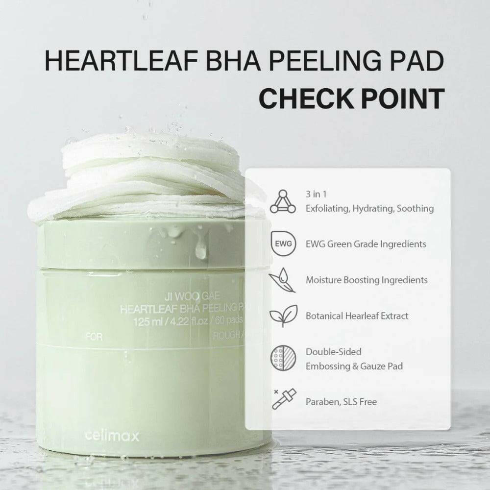 CELIMAX Ji Woo Gae Heartleaf BHA Peeling Pad 60pcs - bellubeauty