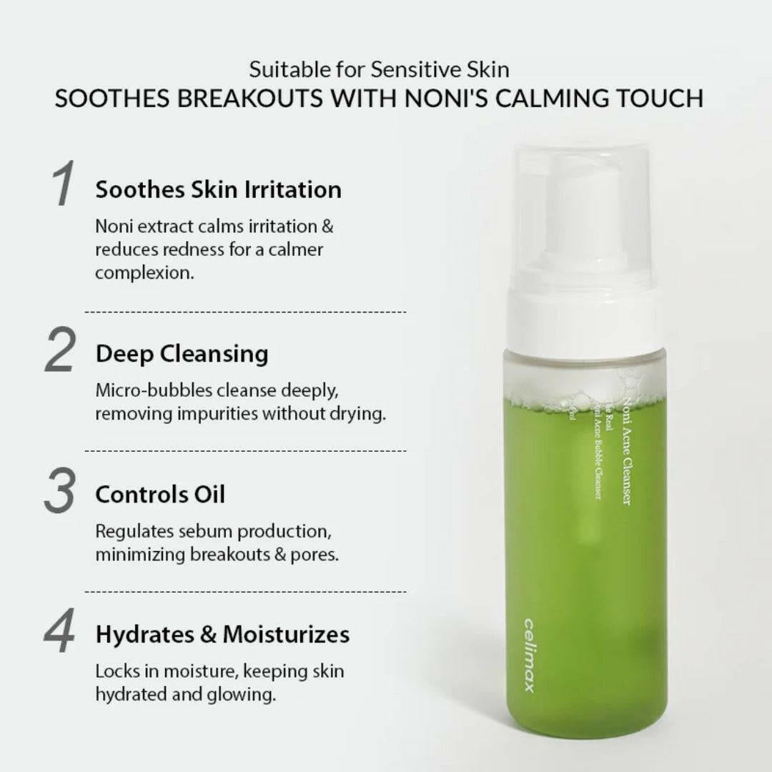 CELIMAX The Real Noni Acne Bubble Cleanser 155ml - bellubeauty
