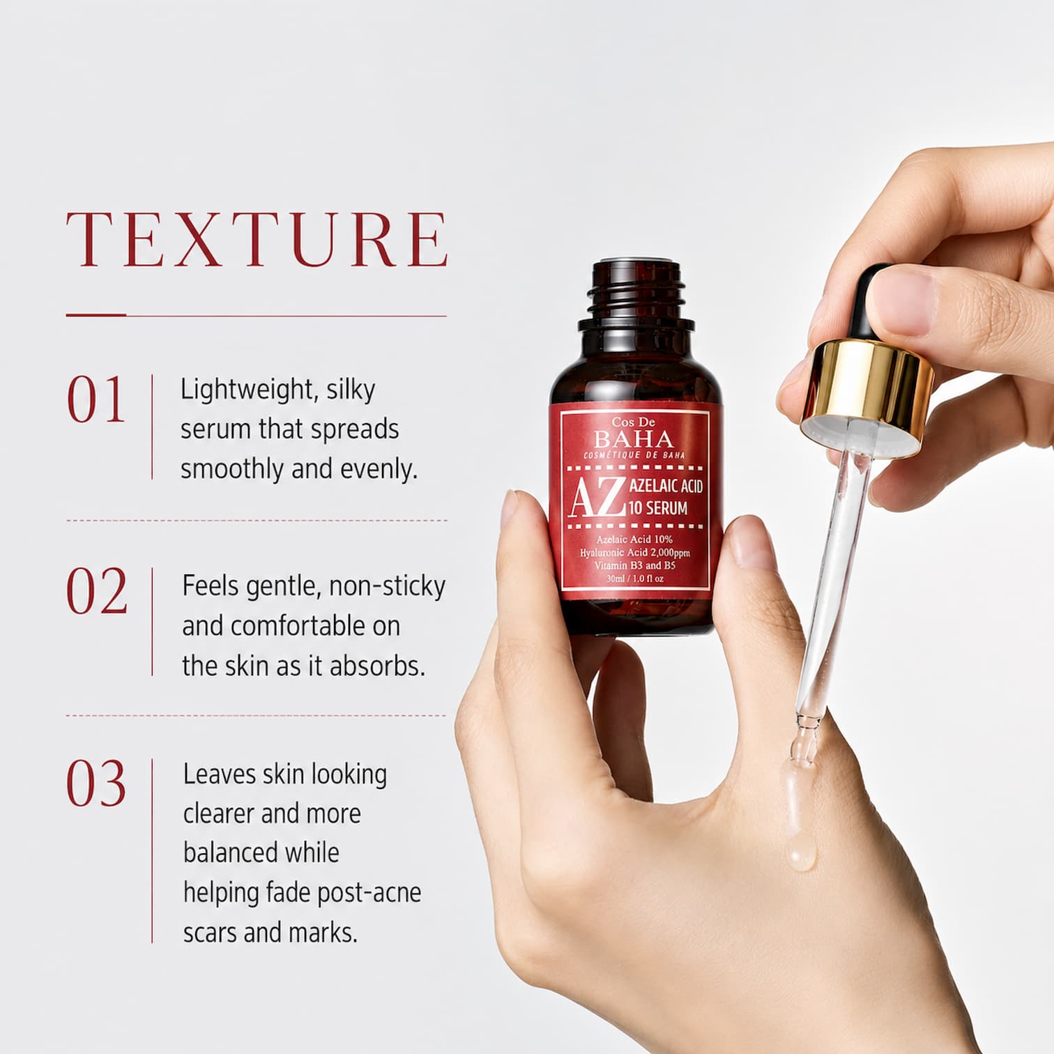 COS DE BAHA Azelaic Acid 10% Serum 30ml - BelluBeauty