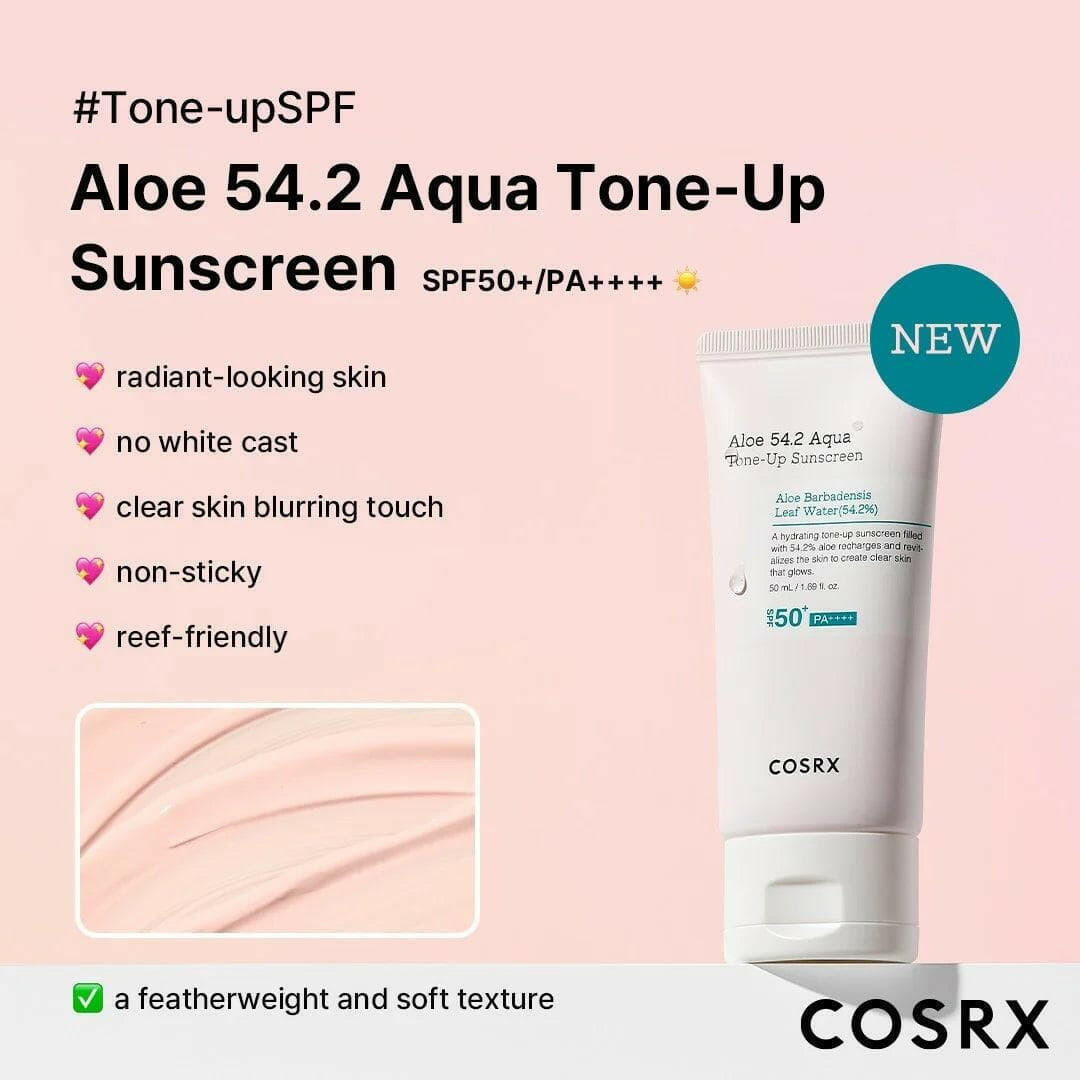 COSRX Aloe 54.2 Aqua Tone-Up Sunscreen 50ml SPF50+ - bellubeauty
