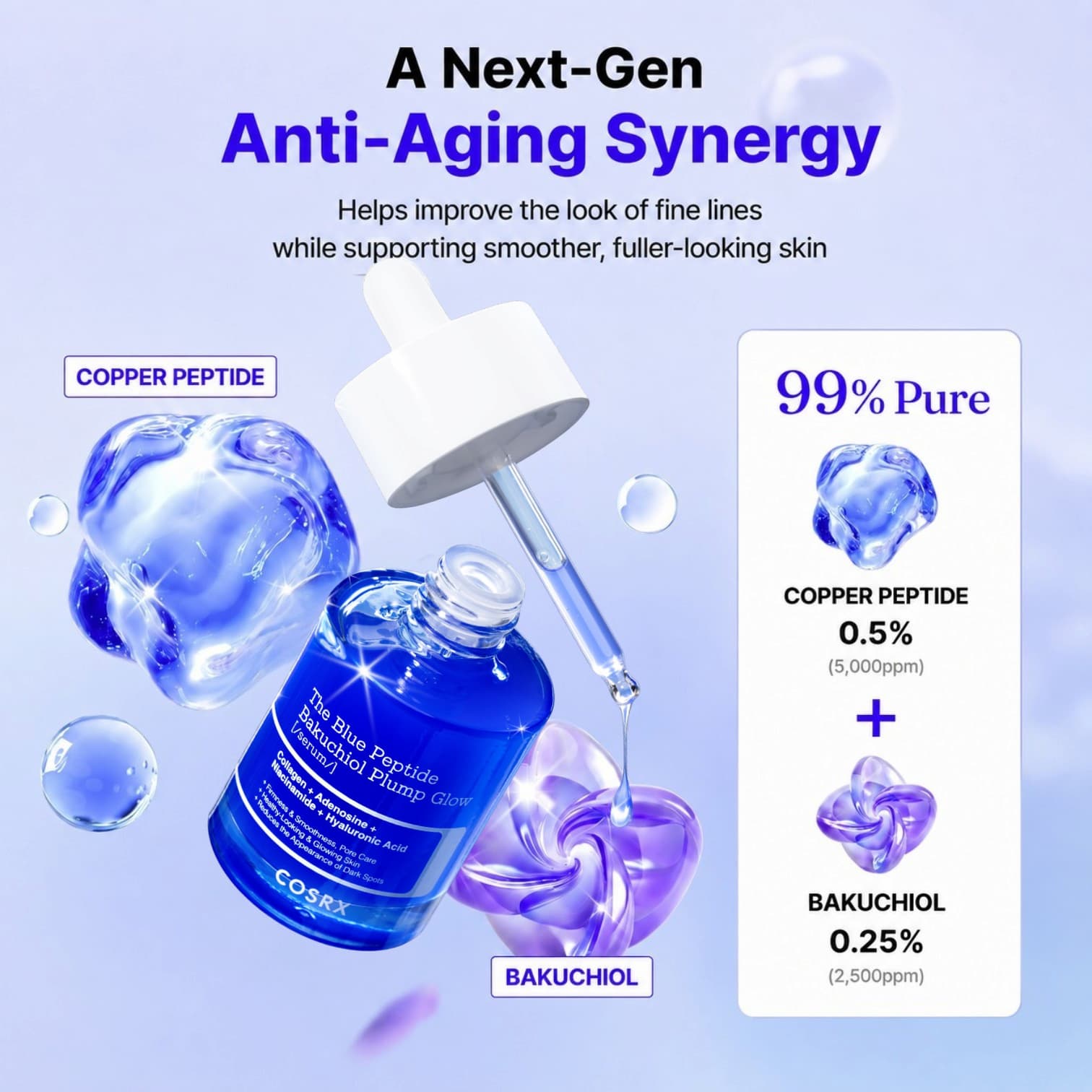COSRX The Blue Peptide Bakuchiol Plump Glow Serum 50ml - BelluBeauty