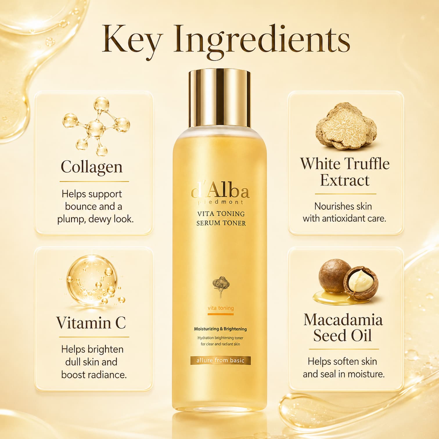 D'ALBA Vita Toning Serum Toner 180ml - BelluBeauty