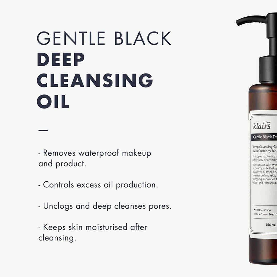 DEAR KLAIRS Gentle Black Deep Cleansing Oil 150ml - bellubeauty