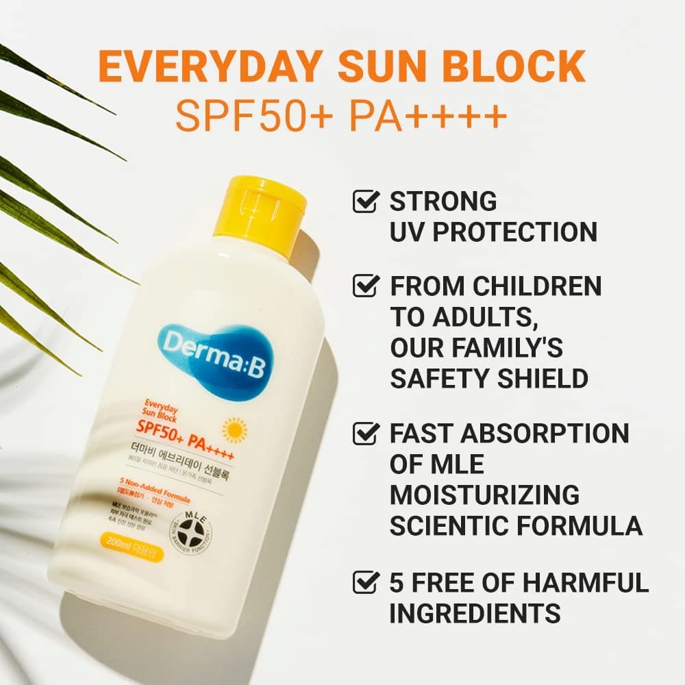 DERMA:B Everyday Sun Block 200ml SPF50+ - bellubeauty