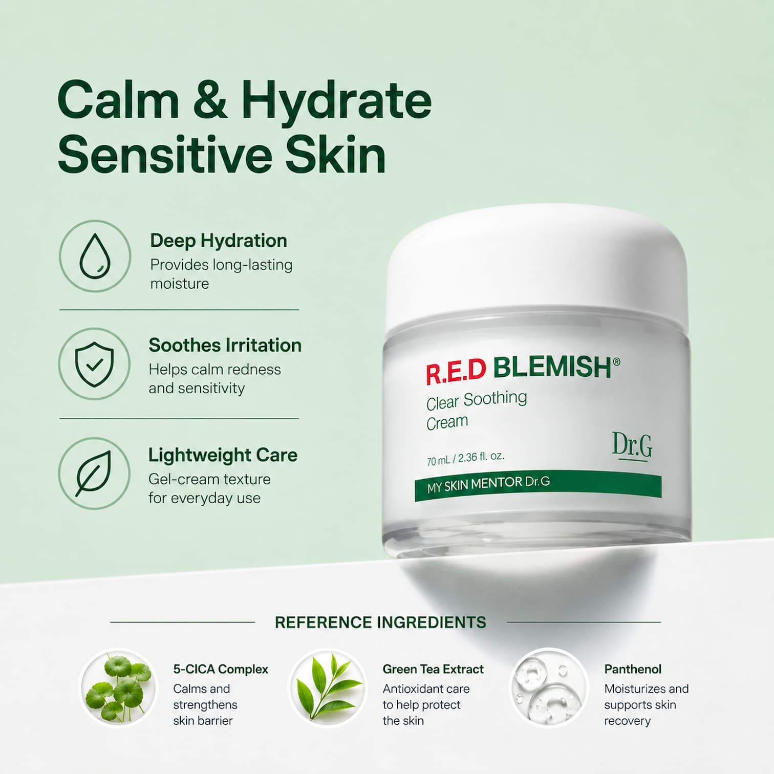 DR.G RED Blemish Clear Soothing Cream 70ml - BelluBeauty
