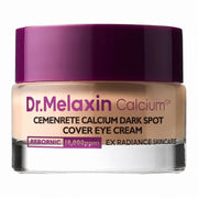 Dr.Melaxin Cemenrete Calcium Dark Spot Cover Eye Cream jar with purple cap on a white background.
