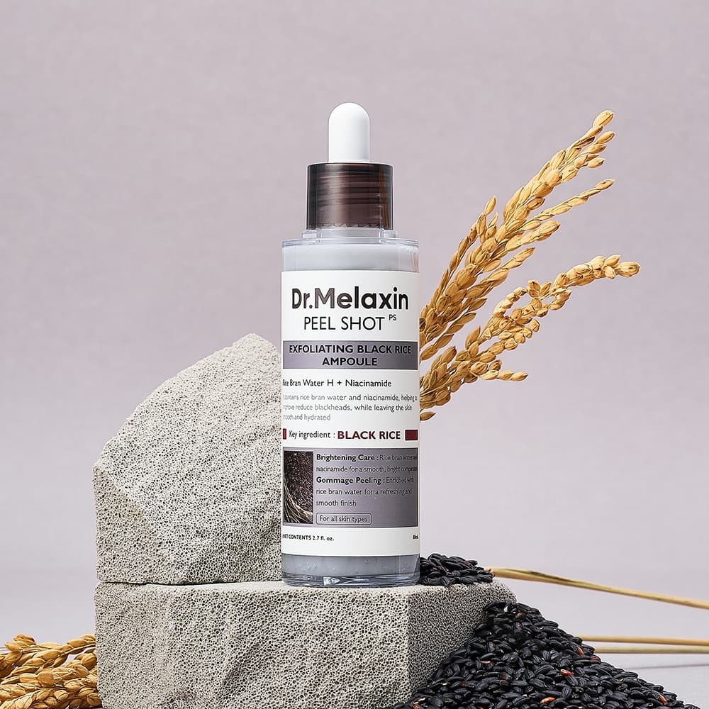 DR.MELAXIN Peel Shot Exfoliant Black Rice Ampoule 80ml - bellubeauty