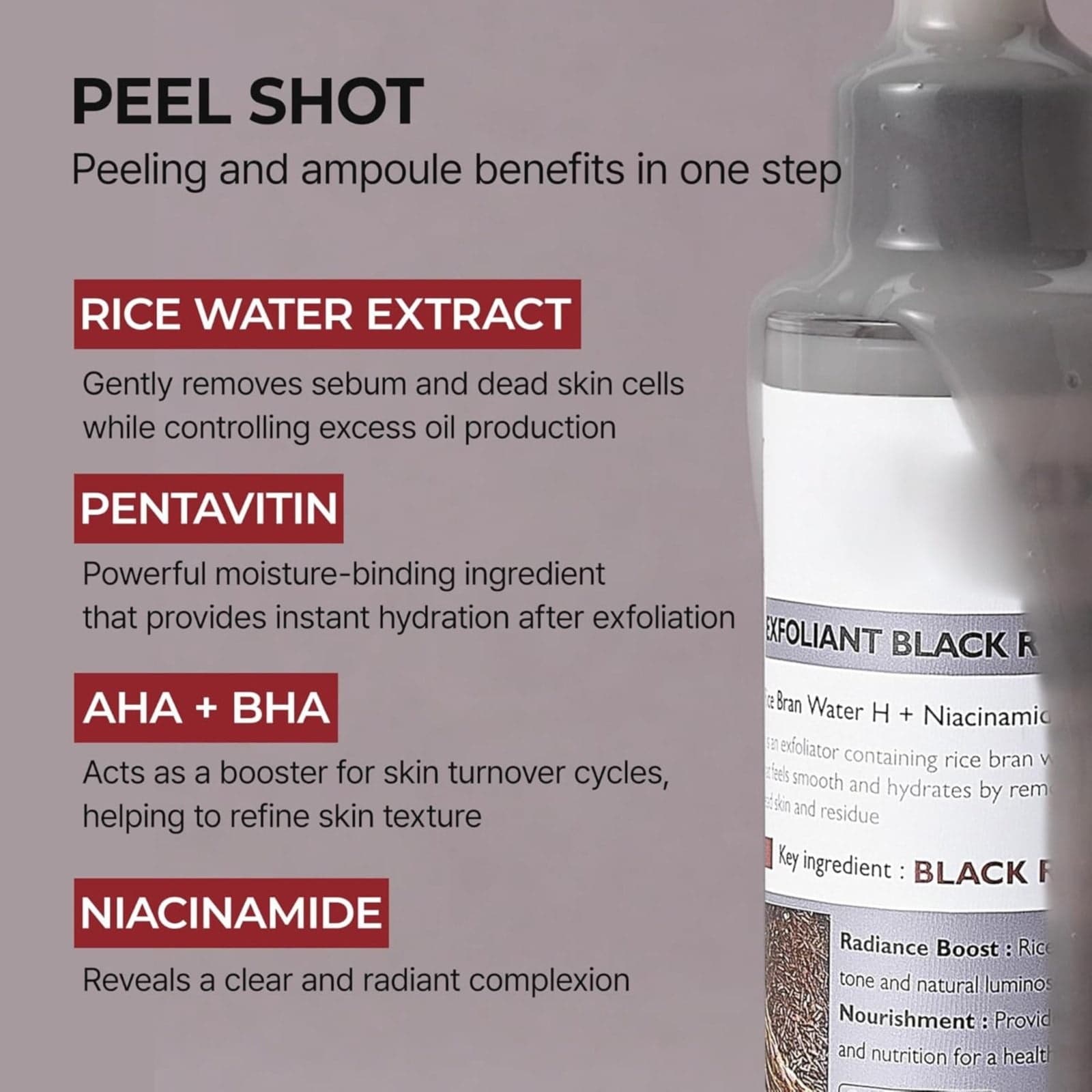 DR.MELAXIN Peel Shot Exfoliant Black Rice Ampoule 80ml - bellubeauty