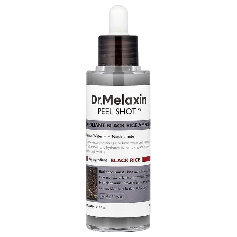 DR.MELAXIN Peel Shot Exfoliant Black Rice Ampoule 80ml - bellubeauty