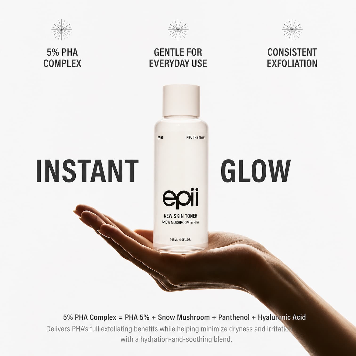 EPII New Skin Toner Snow Mushroom & PHA 145ml - BelluBeauty