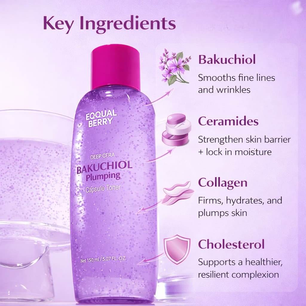 EQQUALBERRY Bakuchiol Plumping Capsule Toner 150ml - BelluBeauty