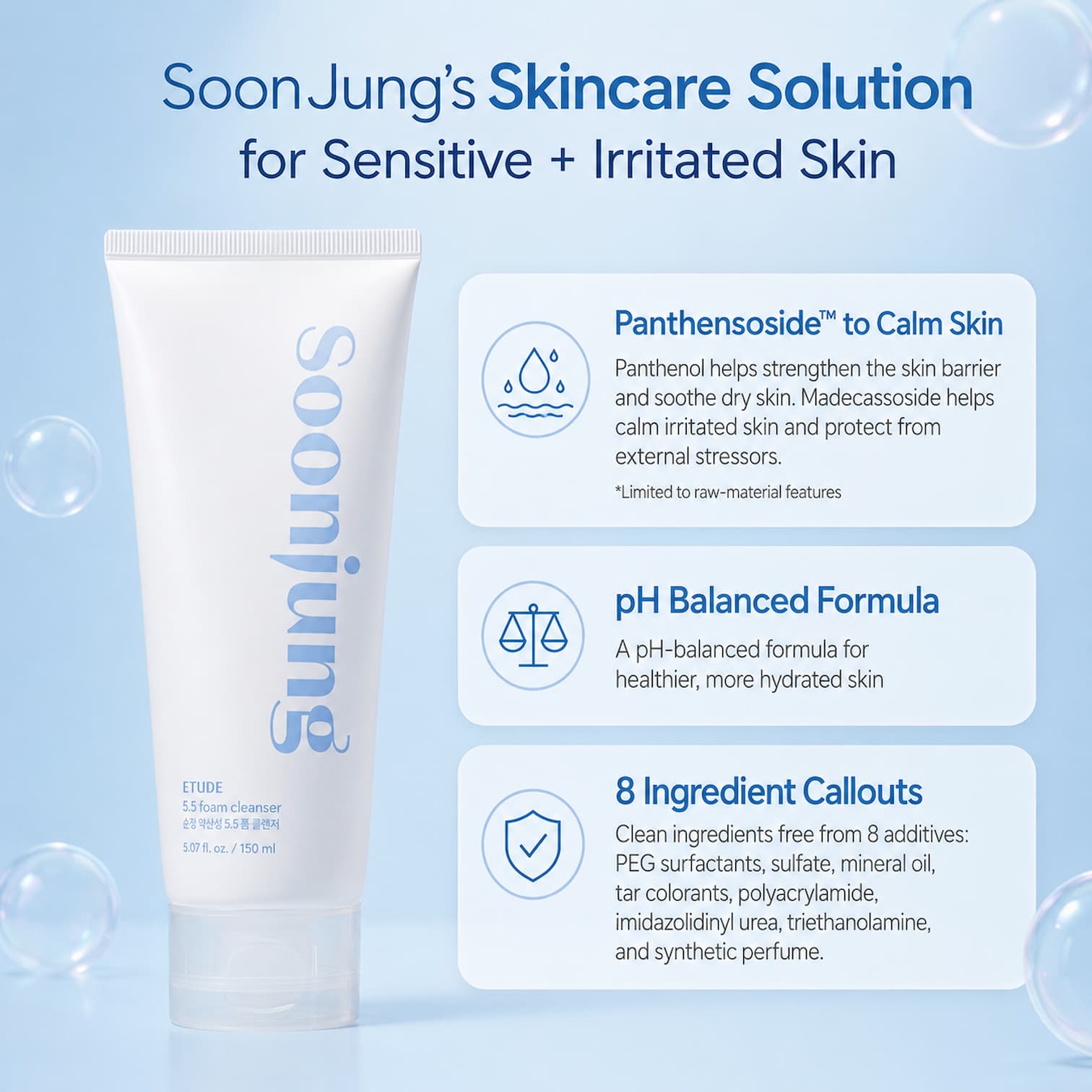 ETUDE SoonJung 5.5 Foam Cleanser 150ml - BelluBeauty