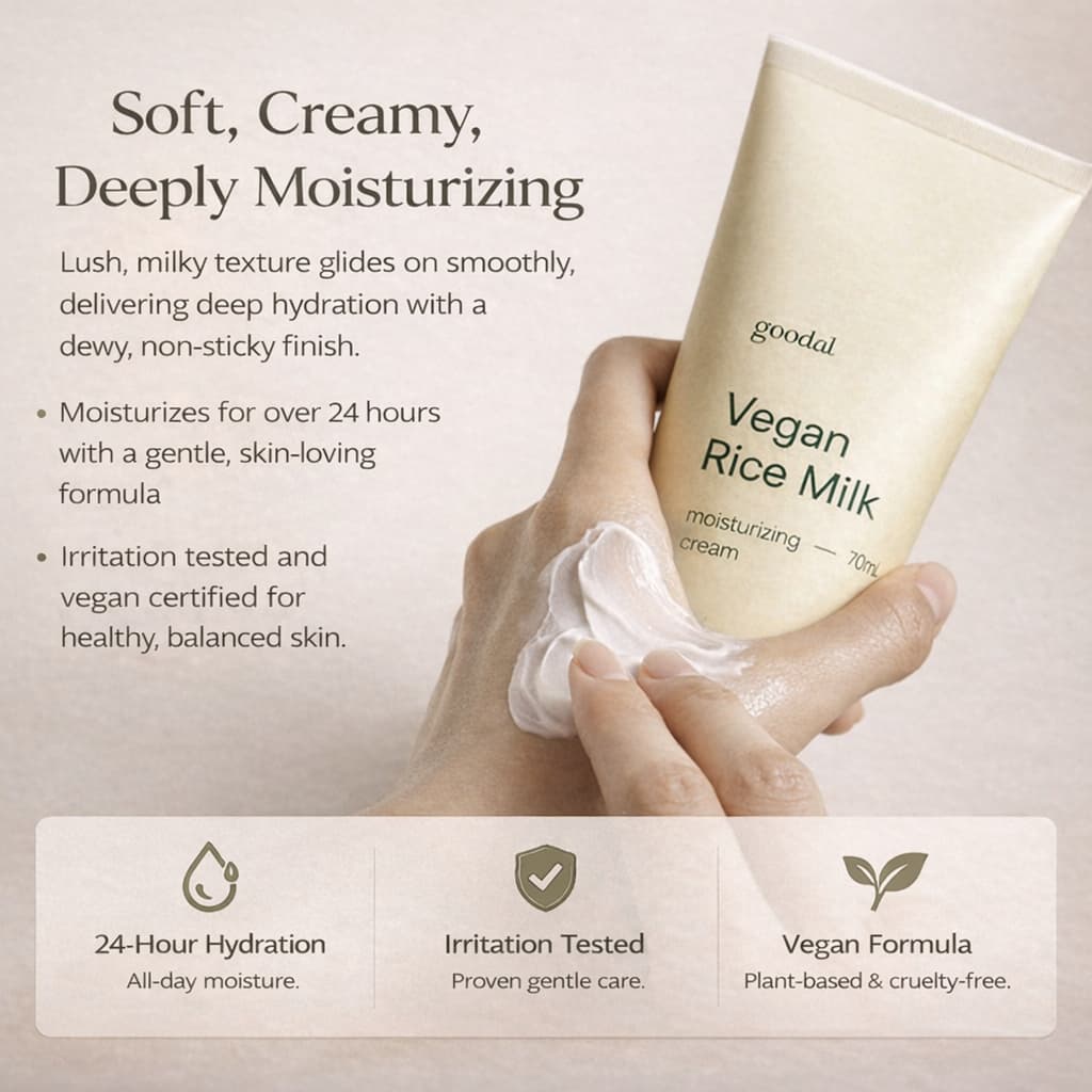 GOODAL Vegan Rice Milk Moisturizing Cream 70ml - BelluBeauty