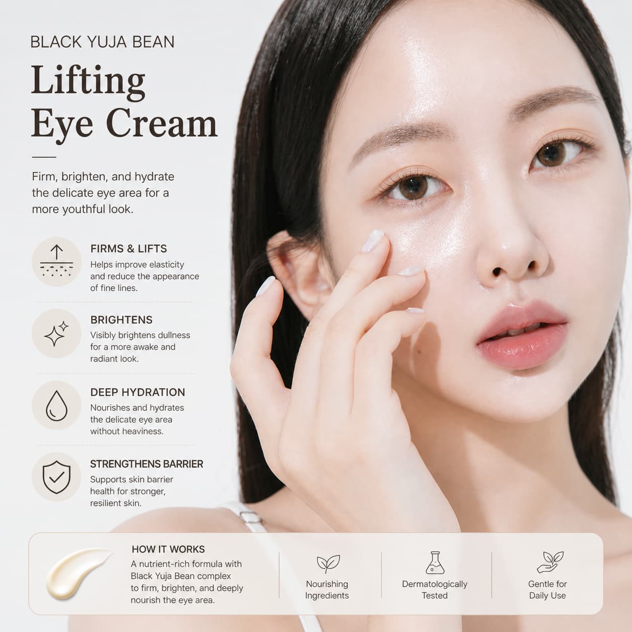 HEVEBLUE Black Yuja Bean Lifting Eye Cream 15ml - BelluBeauty