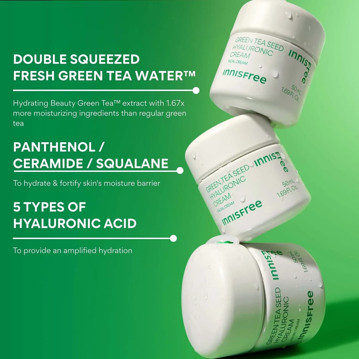 INNISFREE Green Tea Seed Hyaluronic Cream 50ml - bellubeauty