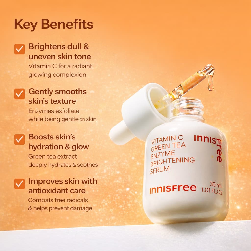 INNISFREE Vitamin C Green Tea Enzyme Brightening Serum 30ml - BelluBeauty