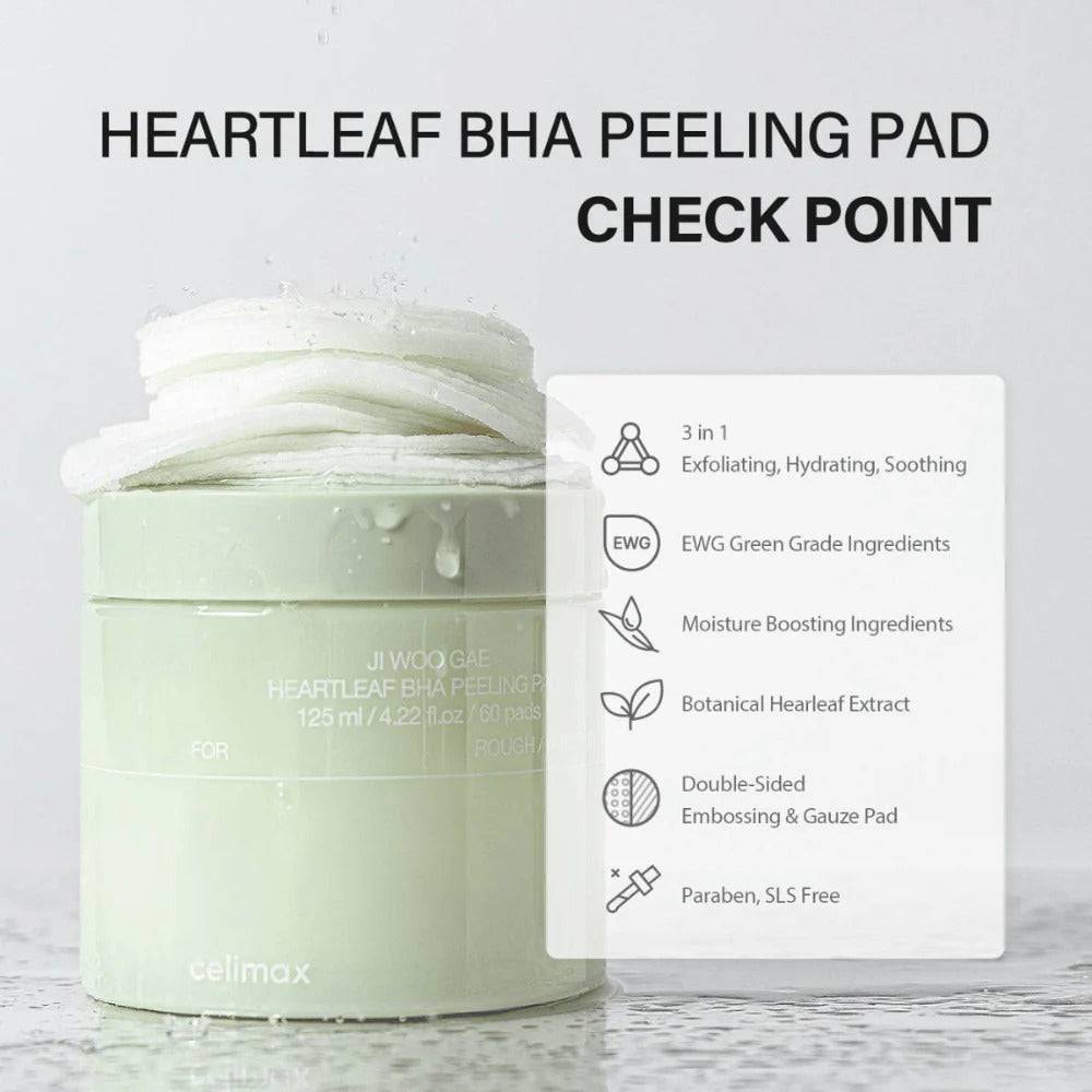 CELIMAX Ji Woo Gae Heartleaf BHA Peeling Pad 60pcs - BelluBeauty