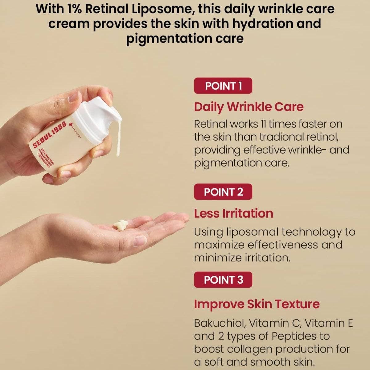 KSECRET Seoul 1988 Cream Retinal Liposome 1% + Fermented Rice 50ml - bellubeauty