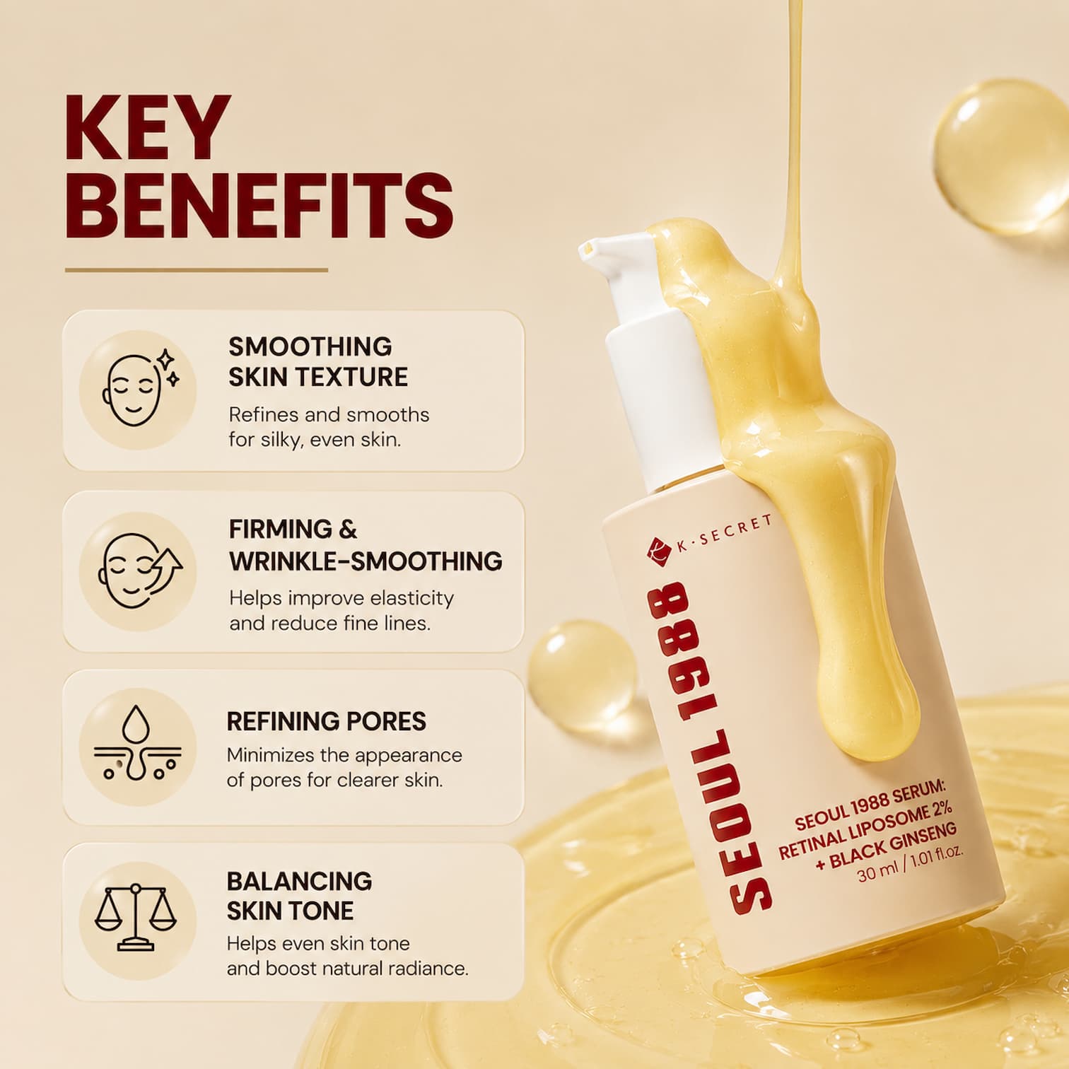 KSECRET Seoul 1988 Serum Retinal Liposome 2% + Black Ginseng 30ml
