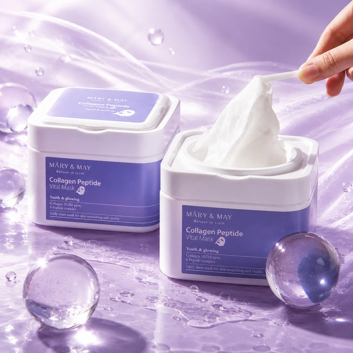MARY&MAY Collagen Peptide Vital Mask 30pcs - BelluBeauty