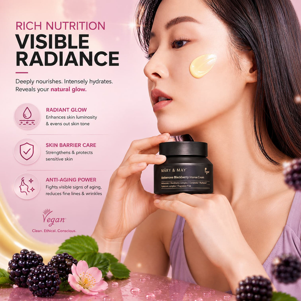MARY&MAY Idebenone Blackberry Intense Cream 70ml - BelluBeauty