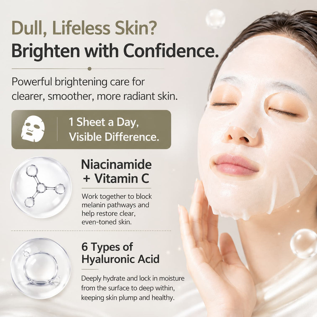 MARY&MAY Niacinamide Vitamin C Brightening Mask 30pcs - BelluBeauty