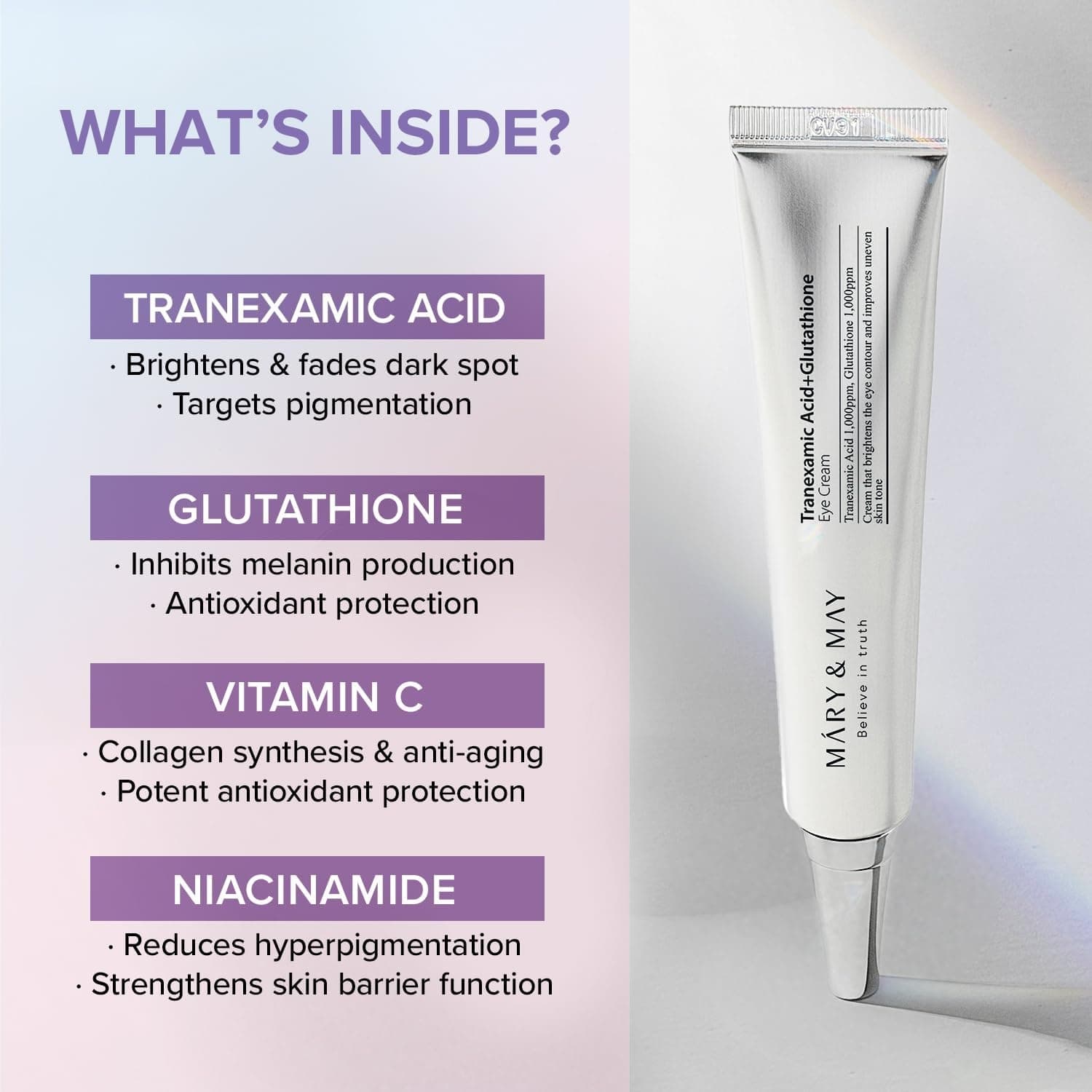 MARY&MAY Tranexamic Acid + Glutathione Eye Cream 30ml - bellubeauty