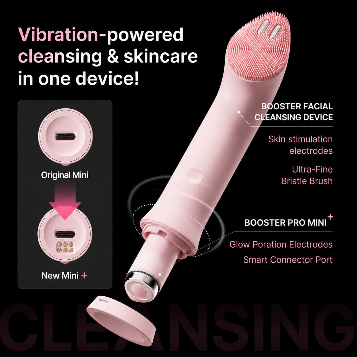 MEDICUBE AGE-R Booster Facial Cleansing Device Head Pink - BelluBeauty