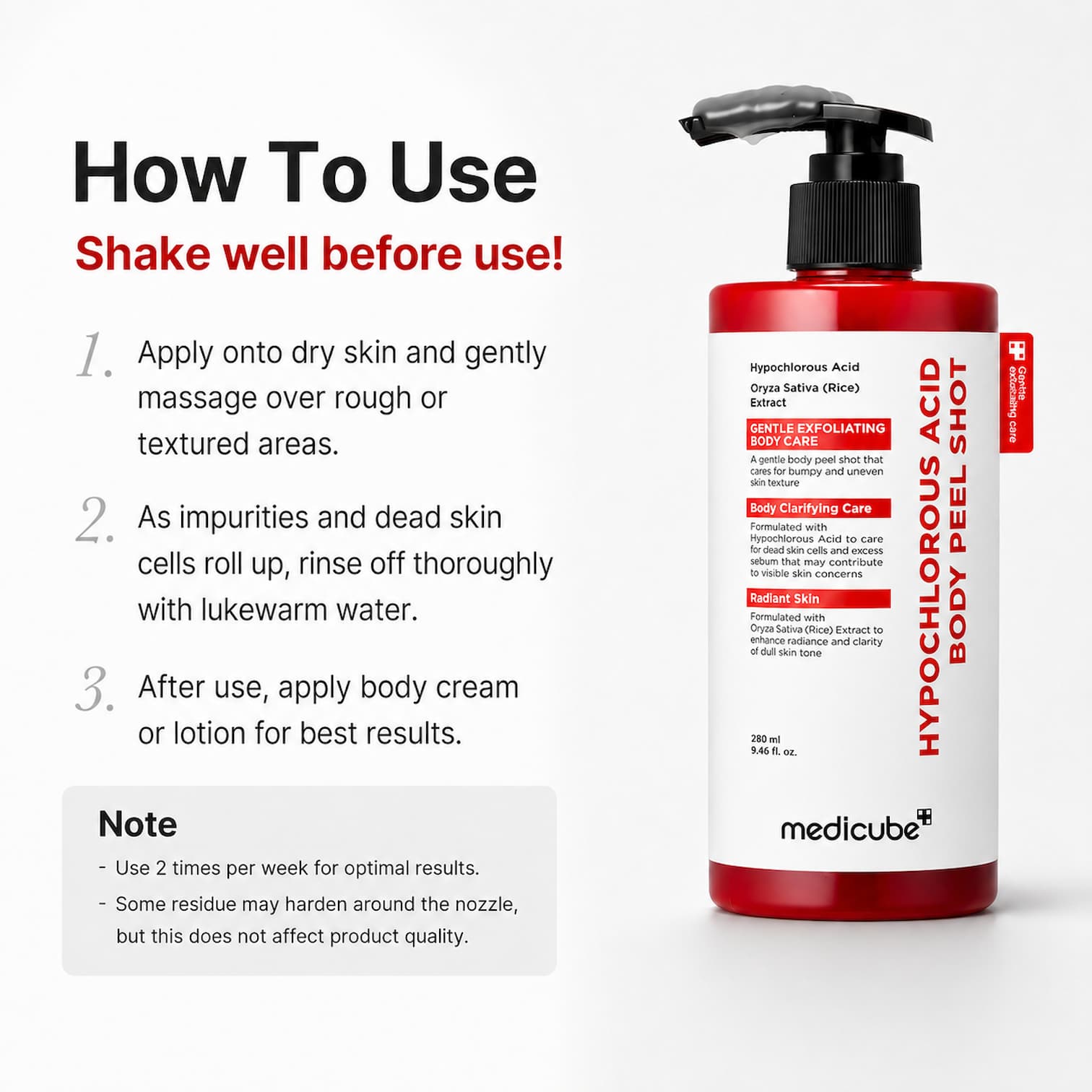 MEDICUBE Hypochlorous Acid Body Peel Shot 280ml - BelluBeauty